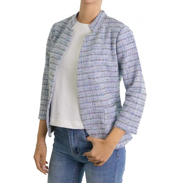 Giacca con collo alla coreana aperta con tasche 